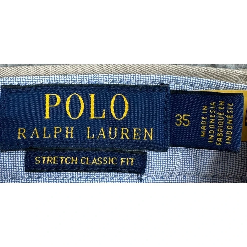 Polo Ralph Lauren Shorts Mens 35 Tan Khaki Stretch Classic Fit Chino Flat Front